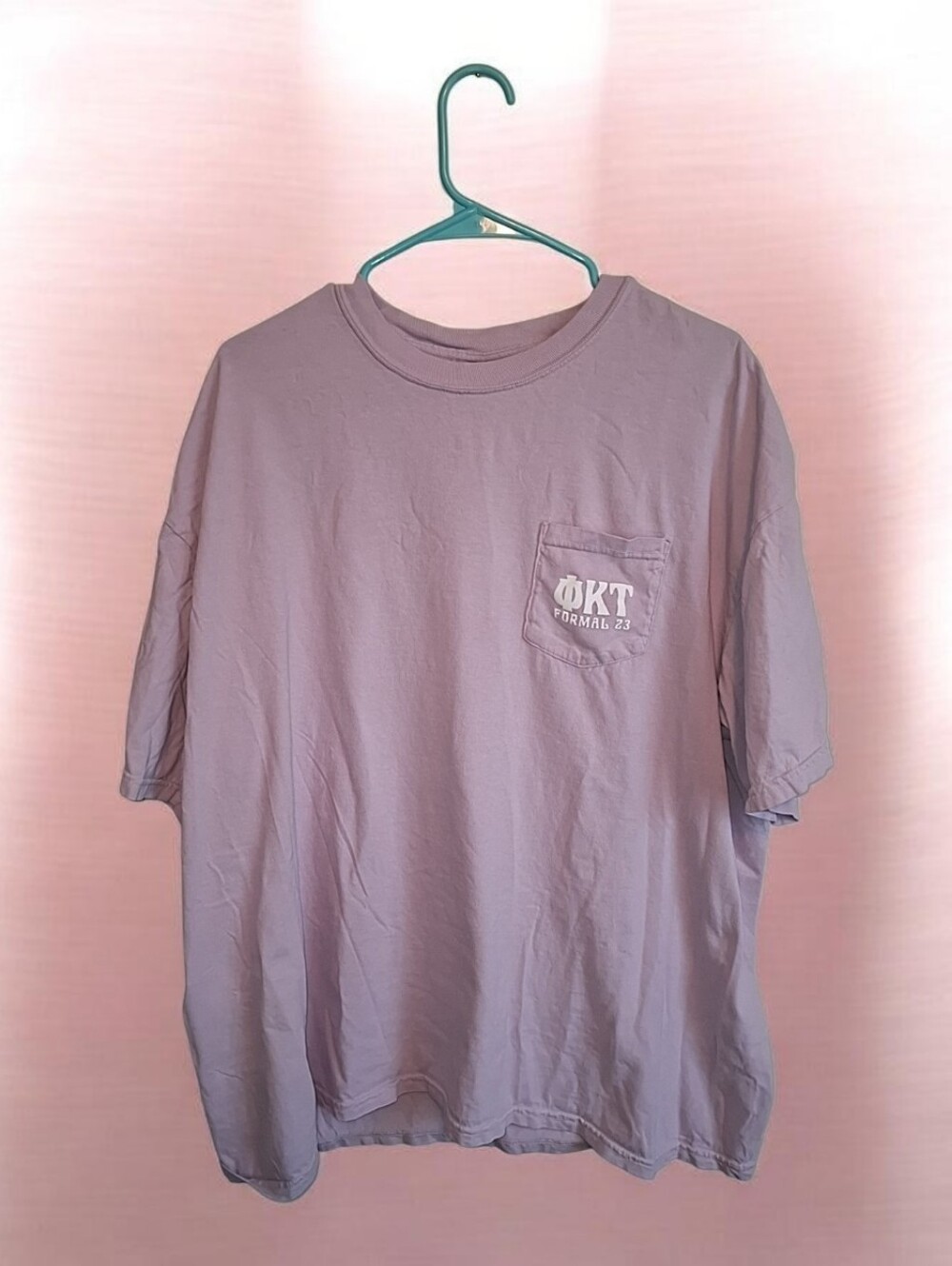Lavender Pocket Tee with Greek Letter Graphic